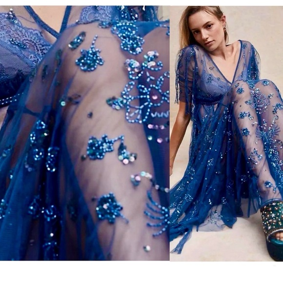 SOLD!! NWT Free People Sascha Sequin Maxi Dress with Original Included Slip (4) - Picture 2 of 12